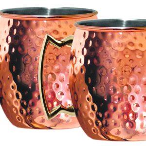 Silve One Moscow Mule Mug (2 Pack), 20 oz, Hammered Copper