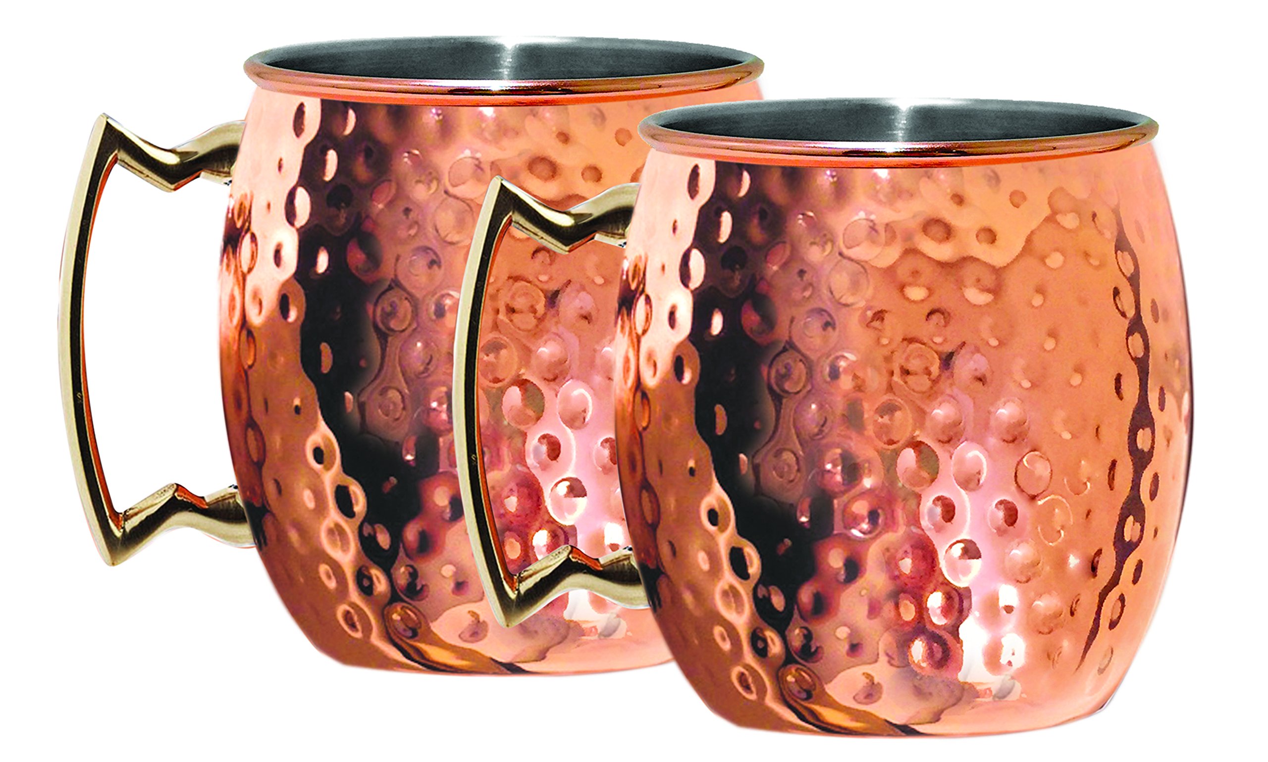 Silve One Moscow Mule Mug (2 Pack), 20 oz, Hammered Copper