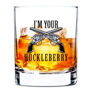 lucky shot - i'm your huckleberry whiskey glasses | native american gifts for men | old fashioned wine glasses | gift for him | novelty gift | funny glassware (11 oz)