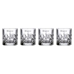 waterford marquis personalized maxwell tumbler whiskey glasses, set of 4 custom engraved crystal rocks glasses for bourbon, scotch, liquor, and more