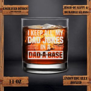 NeeNoNex I Keep All My Dad Jokes in a Dad-A-Base Funny Dad Joke Design Whiskey Glass Gift for Dads, Stepdads and Husbands