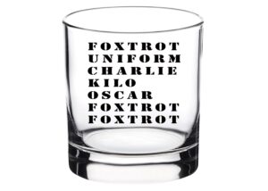 rogue river tactical funny foxtrot off acronym joke old fashioned whiskey glass gift for military veteran active duty