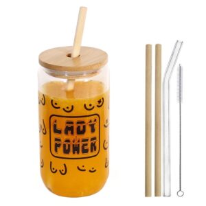 taohuajiang 16 oz iced coffee cup with bamboo lids and straws mason jar cups and iced coffee tumbler with lid and straw glass cups