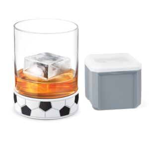 final touch kick-off whiskey and cocktail soccer/football tumbler sports glasses with square ice mould - 12oz (350ml) (fta6675)