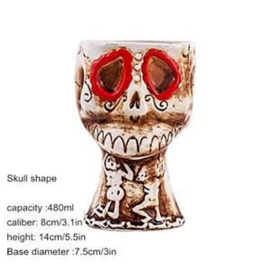 chongjian (480ML15.2ounce) Tiki Mugs Cocktail,Ceramic Tiki Mug for Exotic Cocktail Glasses,Tiki Bar Professional Hawaiian Party Barware - Great Home Bar Present idea