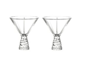 nachtmann punk collection cocktail coupe glasses, set of 2, studded textured crystal glass stem, perfect for drinking champagne, sweet wine, martini, and cosmopolitan