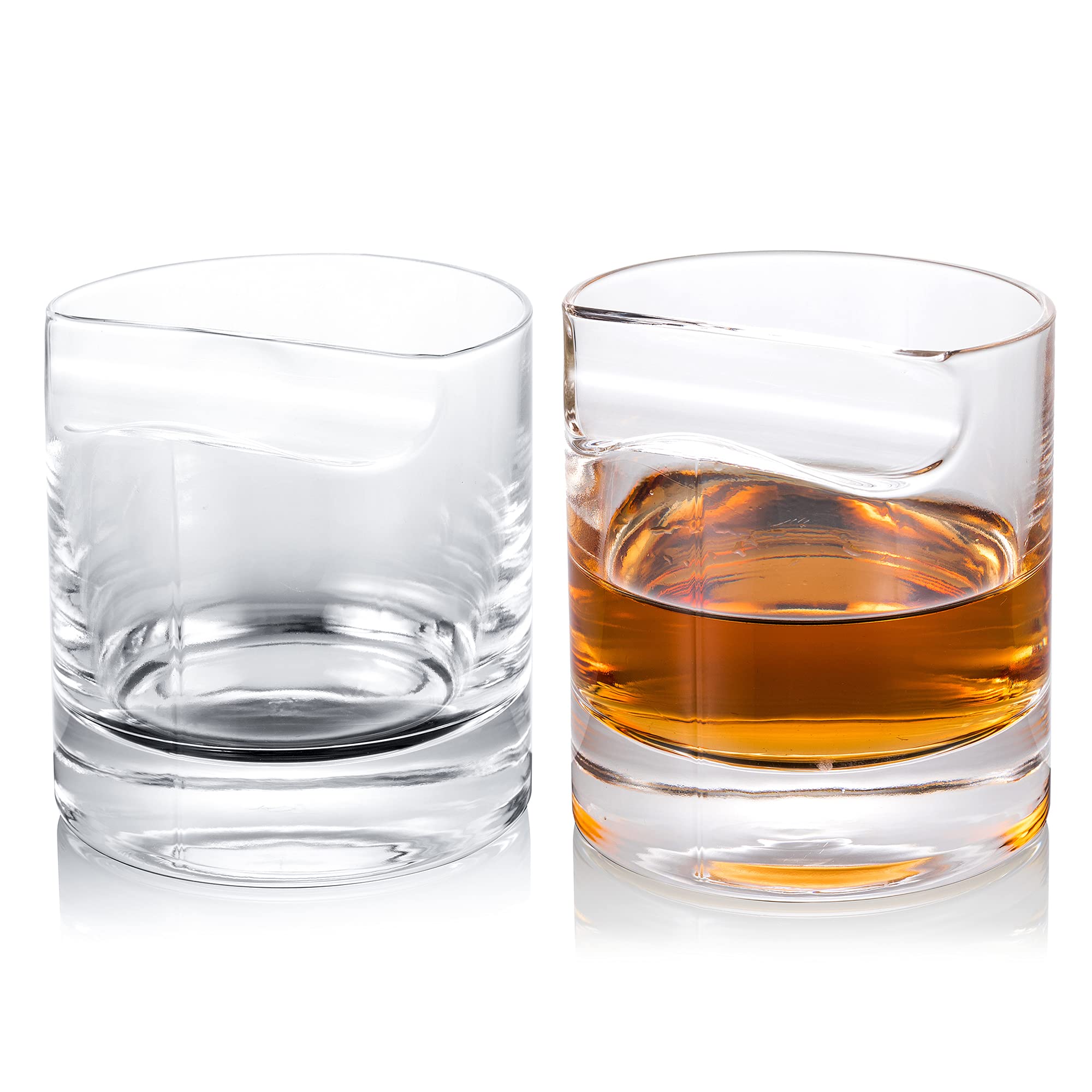 YouYah Cigar Whiskey Glasses with Cigar Holder-Set of 2,Cigar Accessories,Crystal Glass with 4 Ice Cubes,Tong & Indented Cigar Rest,Rocks Glass,for Brandy,Cocktail,Vodka,Gifts for Men