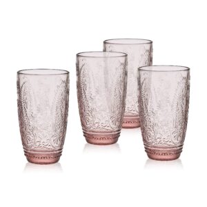 fitz and floyd maddi highball tumbler cups, set of 4, blush