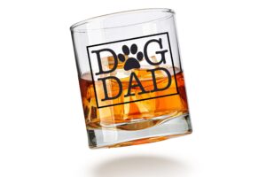 dog dad whiskey glass for men with pets - unique gifts for dog lovers - fathers day, birthday, christmas, valentines day - boyfriend, husband, son, dog owner