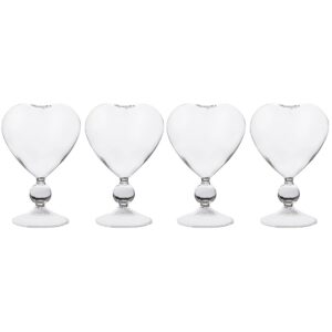 upkoch 4 pcs cocktail glasses heart shape glass cups wine goblets martini glasses champagne cups for bar wedding party banque