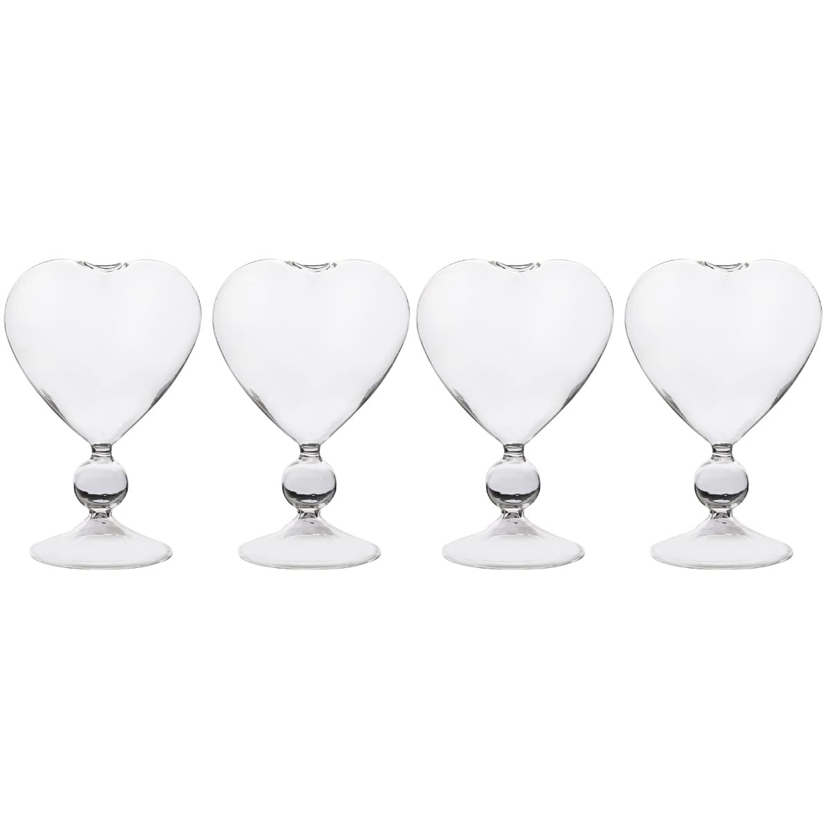 UPKOCH 4 Pcs Cocktail Glasses Heart Shape Glass Cups Wine Goblets Martini Glasses Champagne Cups for Bar Wedding Party Banque