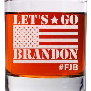 CARVELITA Let's Go Brandon 11oz Laser Engraved Christmas Whiskey Glass, FJB Old Fashion Rocks Glass, Gift For Republican or Conservative, Lets Go Brandon, Patriot Gifts