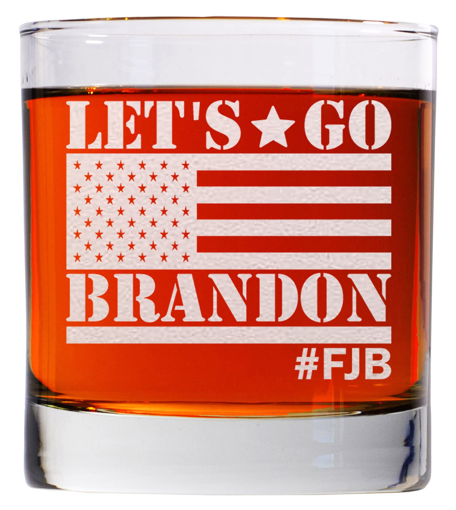 CARVELITA Let's Go Brandon 11oz Laser Engraved Christmas Whiskey Glass, FJB Old Fashion Rocks Glass, Gift For Republican or Conservative, Lets Go Brandon, Patriot Gifts