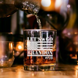 CARVELITA Let's Go Brandon 11oz Laser Engraved Christmas Whiskey Glass, FJB Old Fashion Rocks Glass, Gift For Republican or Conservative, Lets Go Brandon, Patriot Gifts