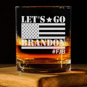 CARVELITA Let's Go Brandon 11oz Laser Engraved Christmas Whiskey Glass, FJB Old Fashion Rocks Glass, Gift For Republican or Conservative, Lets Go Brandon, Patriot Gifts