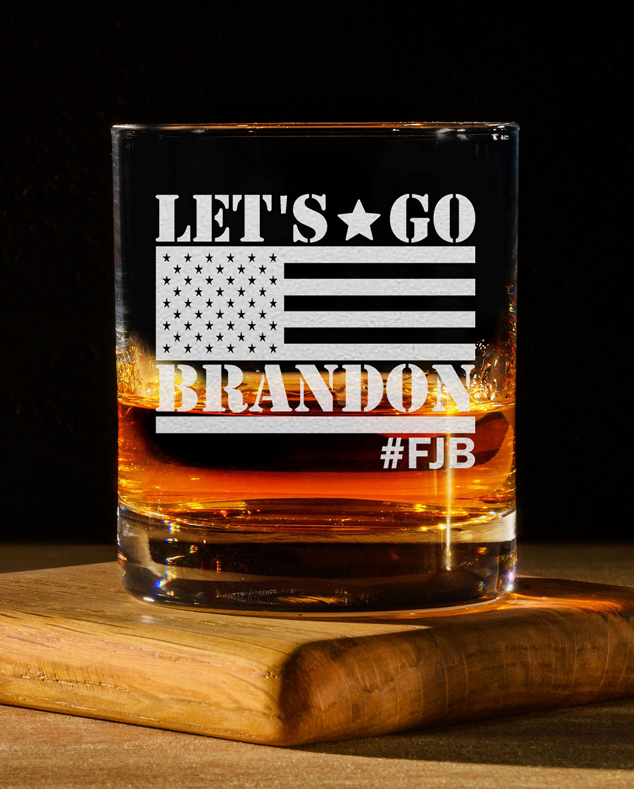 CARVELITA Let's Go Brandon 11oz Laser Engraved Christmas Whiskey Glass, FJB Old Fashion Rocks Glass, Gift For Republican or Conservative, Lets Go Brandon, Patriot Gifts