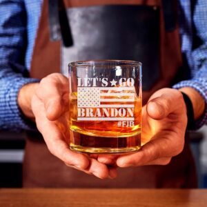 CARVELITA Let's Go Brandon 11oz Laser Engraved Christmas Whiskey Glass, FJB Old Fashion Rocks Glass, Gift For Republican or Conservative, Lets Go Brandon, Patriot Gifts