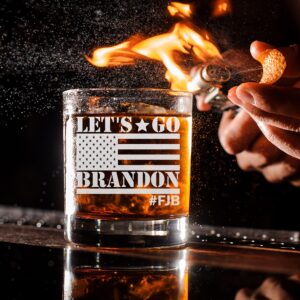 CARVELITA Let's Go Brandon 11oz Laser Engraved Christmas Whiskey Glass, FJB Old Fashion Rocks Glass, Gift For Republican or Conservative, Lets Go Brandon, Patriot Gifts