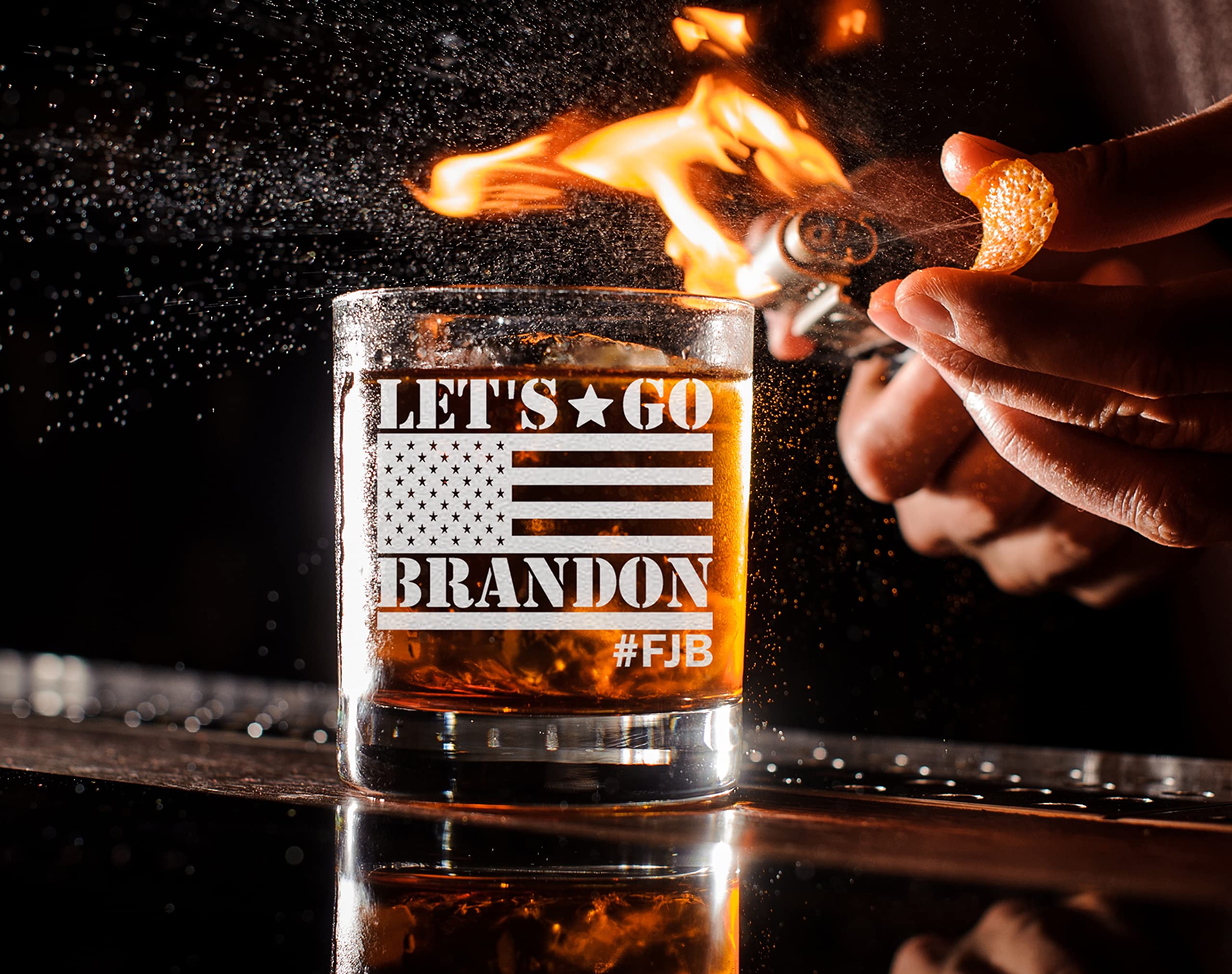 CARVELITA Let's Go Brandon 11oz Laser Engraved Christmas Whiskey Glass, FJB Old Fashion Rocks Glass, Gift For Republican or Conservative, Lets Go Brandon, Patriot Gifts