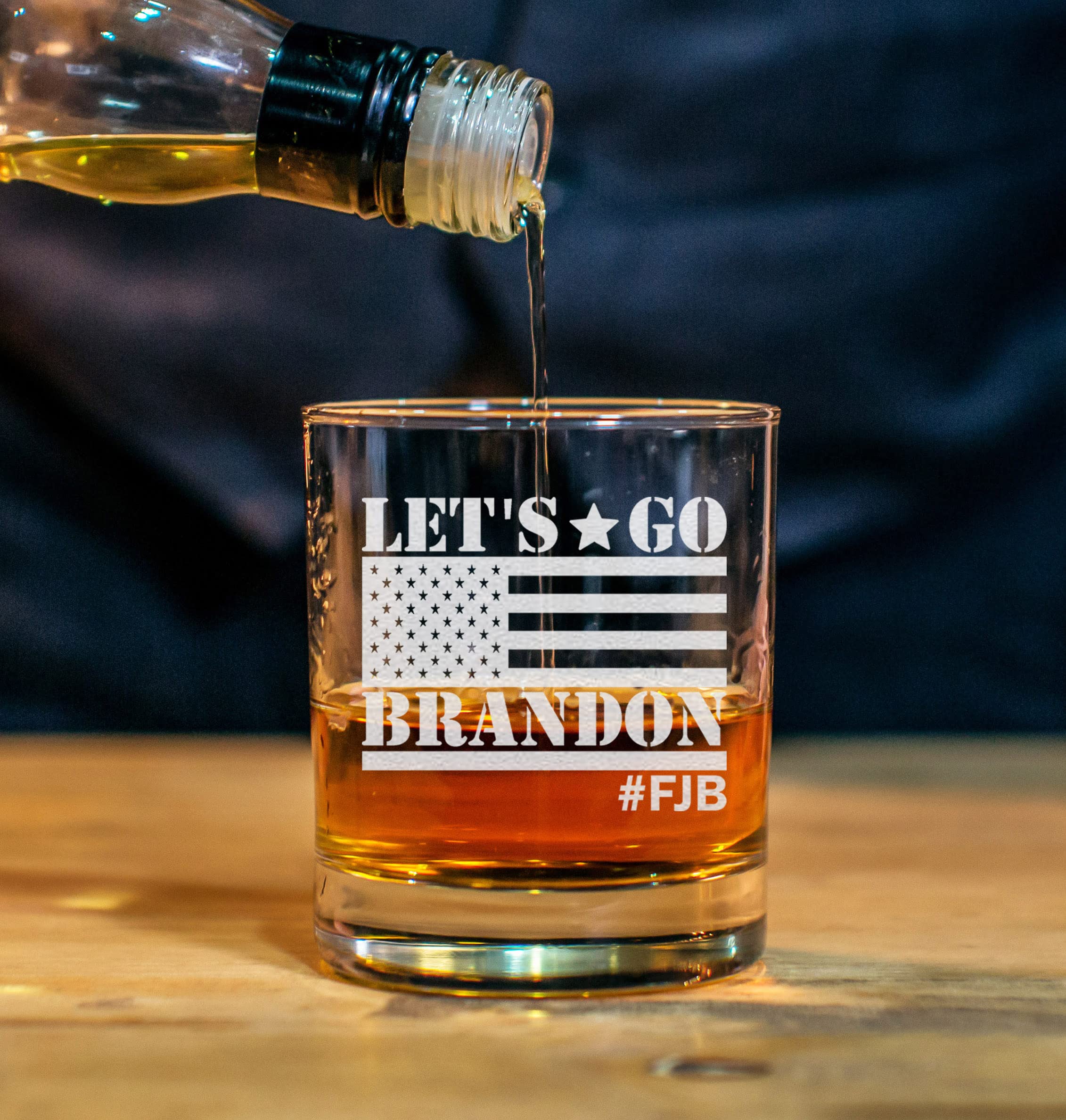 CARVELITA Let's Go Brandon 11oz Laser Engraved Christmas Whiskey Glass, FJB Old Fashion Rocks Glass, Gift For Republican or Conservative, Lets Go Brandon, Patriot Gifts