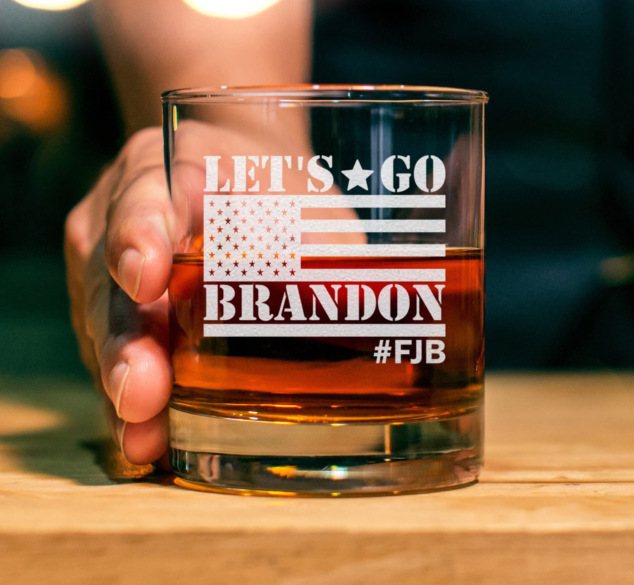 CARVELITA Let's Go Brandon 11oz Laser Engraved Christmas Whiskey Glass, FJB Old Fashion Rocks Glass, Gift For Republican or Conservative, Lets Go Brandon, Patriot Gifts