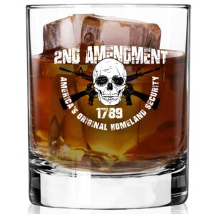 lucky shot 2nd americas original homeland security | borosilicate rock glass | thick bottom old fashioned whiskey glasses for men | 11 oz scotch glasses premium whiskey gifts (color)