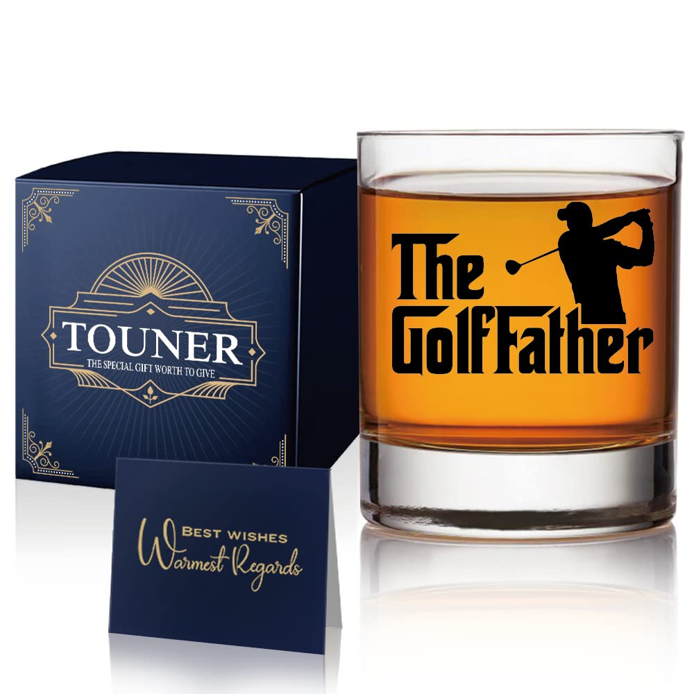 TOUNER The GolfFather Whiskey Glasses, Funny Gift For Dad Uncle Grandpa, Golf Gifts For Men, Drinking Gag Gifts For Men, Funny Golfing Gifts For Golf Lovers