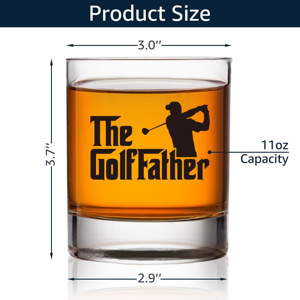 TOUNER The GolfFather Whiskey Glasses, Funny Gift For Dad Uncle Grandpa, Golf Gifts For Men, Drinking Gag Gifts For Men, Funny Golfing Gifts For Golf Lovers