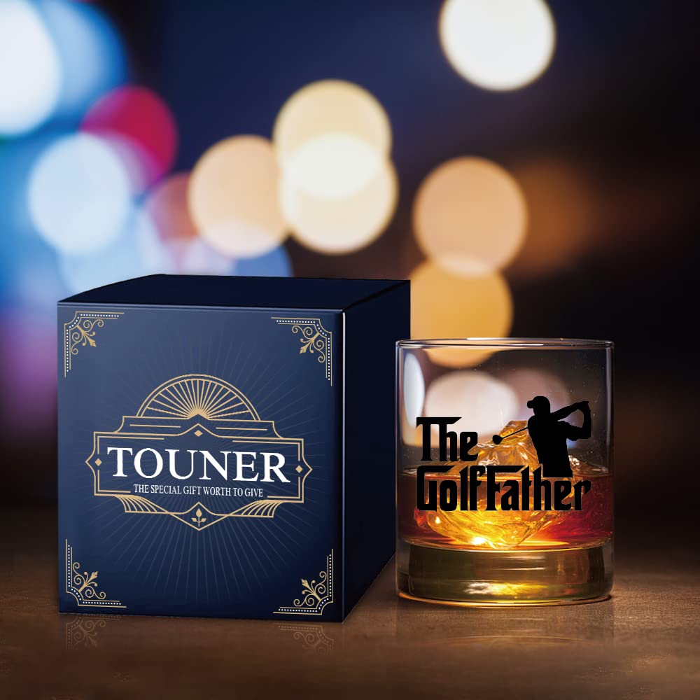 TOUNER The GolfFather Whiskey Glasses, Funny Gift For Dad Uncle Grandpa, Golf Gifts For Men, Drinking Gag Gifts For Men, Funny Golfing Gifts For Golf Lovers