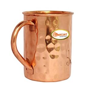 PARIJAT HANDICRAFT Handcrafted Hammered Classic Copper Moscow Mule Mugs Solid Pure Copper Unlined Mug Cup Capacity 16 Ounce