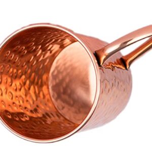 PARIJAT HANDICRAFT Handcrafted Hammered Classic Copper Moscow Mule Mugs Solid Pure Copper Unlined Mug Cup Capacity 16 Ounce