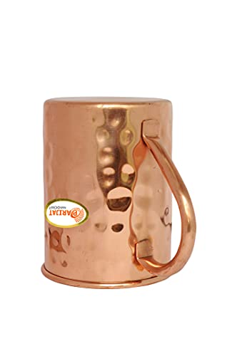 PARIJAT HANDICRAFT Handcrafted Hammered Classic Copper Moscow Mule Mugs Solid Pure Copper Unlined Mug Cup Capacity 16 Ounce