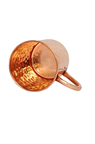 PARIJAT HANDICRAFT Handcrafted Hammered Classic Copper Moscow Mule Mugs Solid Pure Copper Unlined Mug Cup Capacity 16 Ounce