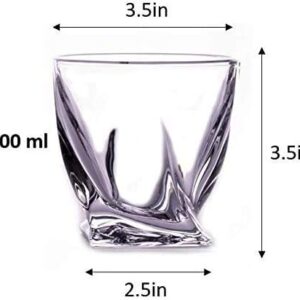 LEMONSODA Premium Twisted Glasses- Elegant Whiskey Glasses for Scotch, Single Malt - Old Fashioned Glass Set in Gift Box - Rocks Whiskey Tumblers for Cocktails - (Set of 4)