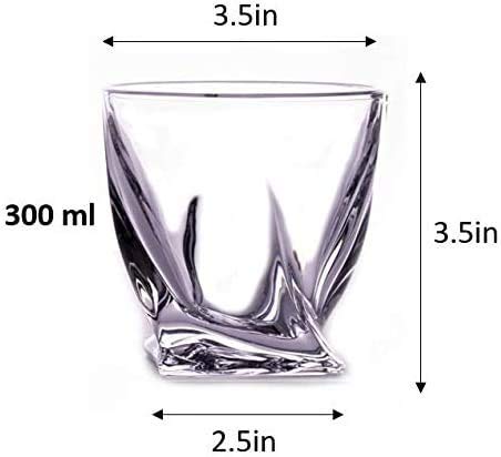 LEMONSODA Premium Twisted Glasses- Elegant Whiskey Glasses for Scotch, Single Malt - Old Fashioned Glass Set in Gift Box - Rocks Whiskey Tumblers for Cocktails - (Set of 4)