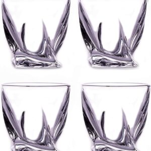 LEMONSODA Premium Twisted Glasses- Elegant Whiskey Glasses for Scotch, Single Malt - Old Fashioned Glass Set in Gift Box - Rocks Whiskey Tumblers for Cocktails - (Set of 4)