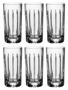 crystal highball tumbler - glass - set of 6 - hb tumblers - hiball glasses - hand cut crystal - drinking tumblers - for water - juice - wine - beer and cocktails - 15 oz. - by barski - made in europe