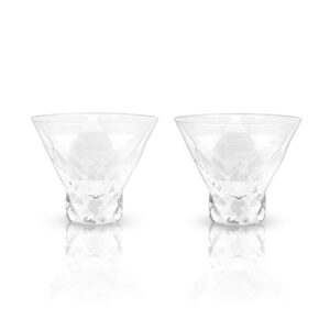 Viski Raye Gem Crystal Martini Glasses Set of 2 - Stemless Glasses for Martini, Margarita and Cocktails, Glassware Gift Set, 7.5 oz