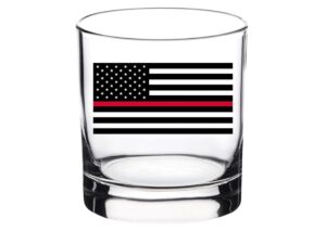 rogue river tactical firefighter thin red line flag old fashioned whiskey glass drinking cup gift for fire fighter department fd