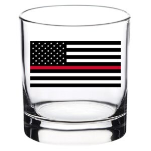 Rogue River Tactical Firefighter Thin Red Line Flag Old Fashioned Whiskey Glass Drinking Cup Gift For Fire Fighter Department FD