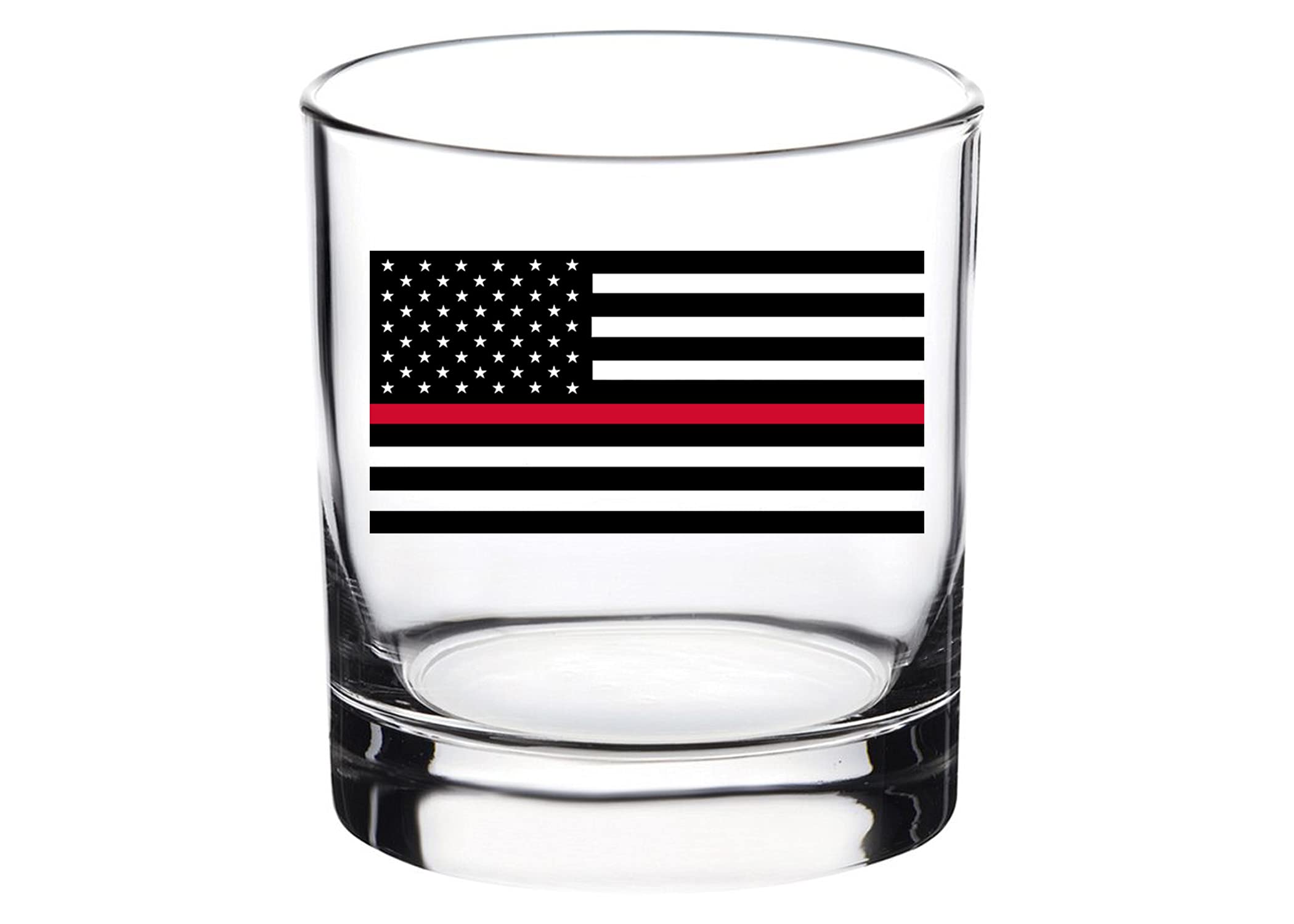 Rogue River Tactical Firefighter Thin Red Line Flag Old Fashioned Whiskey Glass Drinking Cup Gift For Fire Fighter Department FD