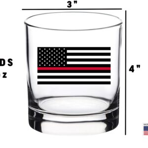 Rogue River Tactical Firefighter Thin Red Line Flag Old Fashioned Whiskey Glass Drinking Cup Gift For Fire Fighter Department FD