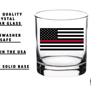 Rogue River Tactical Firefighter Thin Red Line Flag Old Fashioned Whiskey Glass Drinking Cup Gift For Fire Fighter Department FD