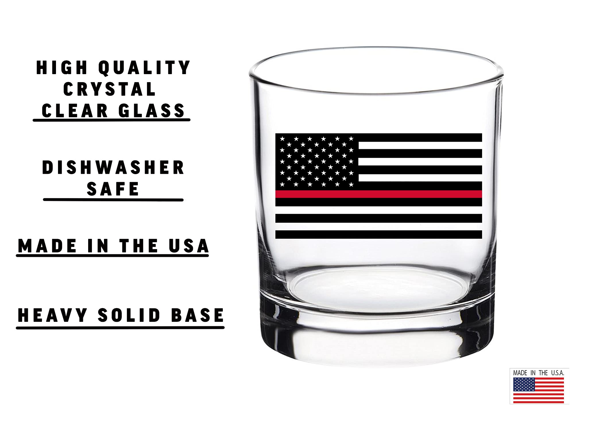 Rogue River Tactical Firefighter Thin Red Line Flag Old Fashioned Whiskey Glass Drinking Cup Gift For Fire Fighter Department FD