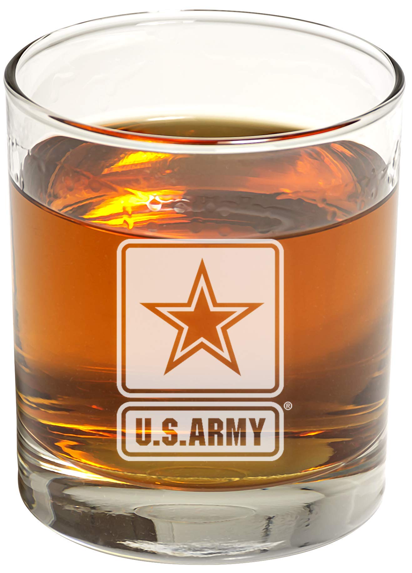 US Army Whiskey Glass (Set of Two) – Army Engraved Exquisite Whiskey Glass - Gifts for Whiskey Lovers - Army Present for Retirement, Graduation, Birthday – Army Home Décor