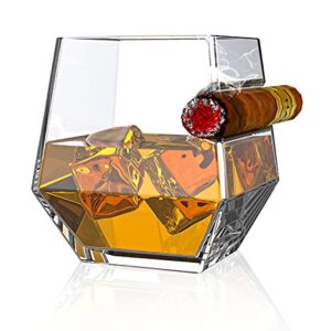 KIT TOWN Old Fashioned Whiskey Glass with Holder Rest, Whiskey Gifts for Men, Fathers Day Gifts 11 Oz Glass Whiskey Tumbler for Scotch, Bourbon, Liquor and Cocktail Drinks