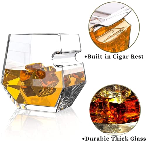 KIT TOWN Old Fashioned Whiskey Glass with Holder Rest, Whiskey Gifts for Men, Fathers Day Gifts 11 Oz Glass Whiskey Tumbler for Scotch, Bourbon, Liquor and Cocktail Drinks