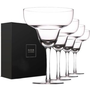 elixir glassware crystal margarita glasses set of 4-14.5 oz cocktail glasses in gift packaging - gift for wedding, anniversary, birthday, christmas - dishwasher safe