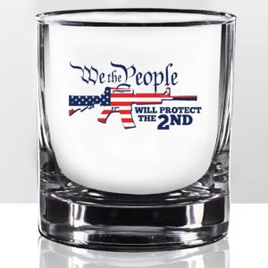 lucky shot - we the people will protect the 2nd whiskey glass | independence day gift | american usa patriotic scotch glass gift | retirement gift for him (11 oz)