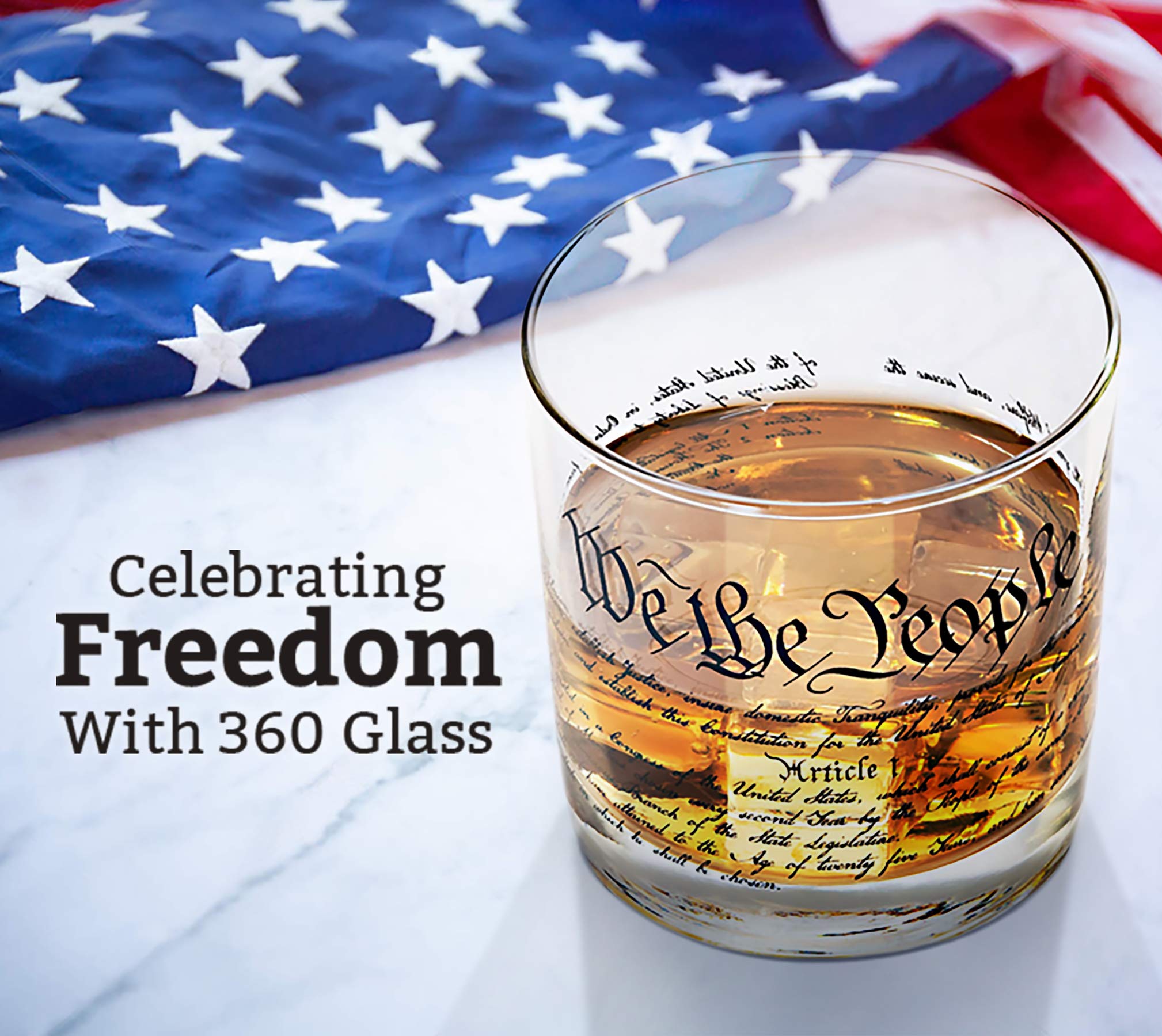 Lucky Shot - We The People Will Protect the 2nd Whiskey Glass | Independence Day Gift | American USA Patriotic Scotch Glass Gift | Retirement Gift for Him (11 oz)